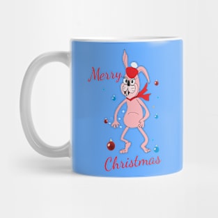 Pink rabbit, Merry Christmas Mug